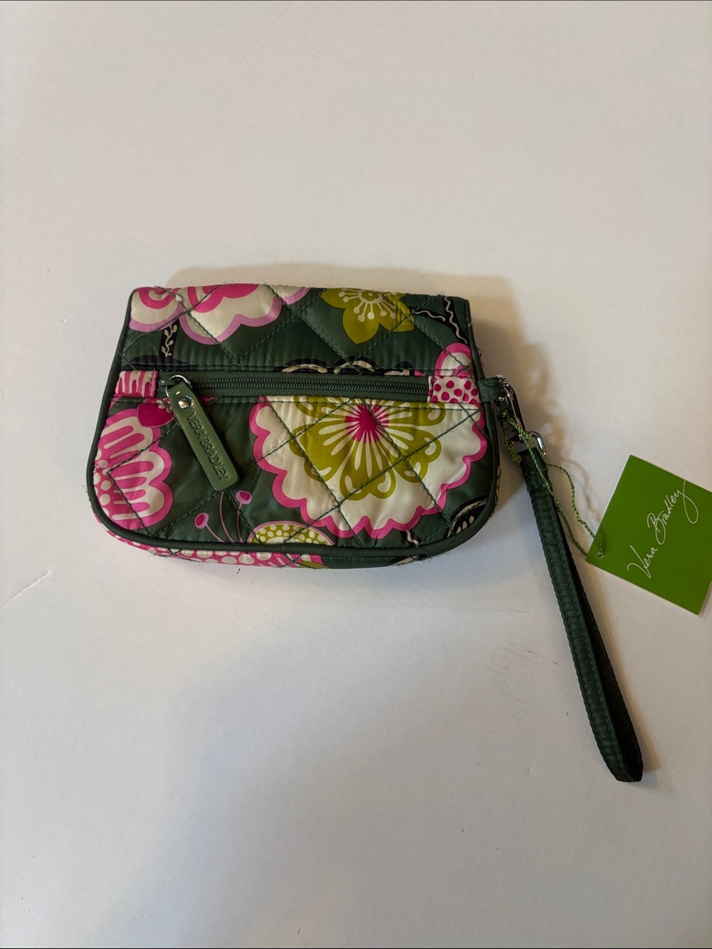 Vera Bradley Olivia Pink Puffy Wristlet - Pink, Green, Black - Picture 2 of 5